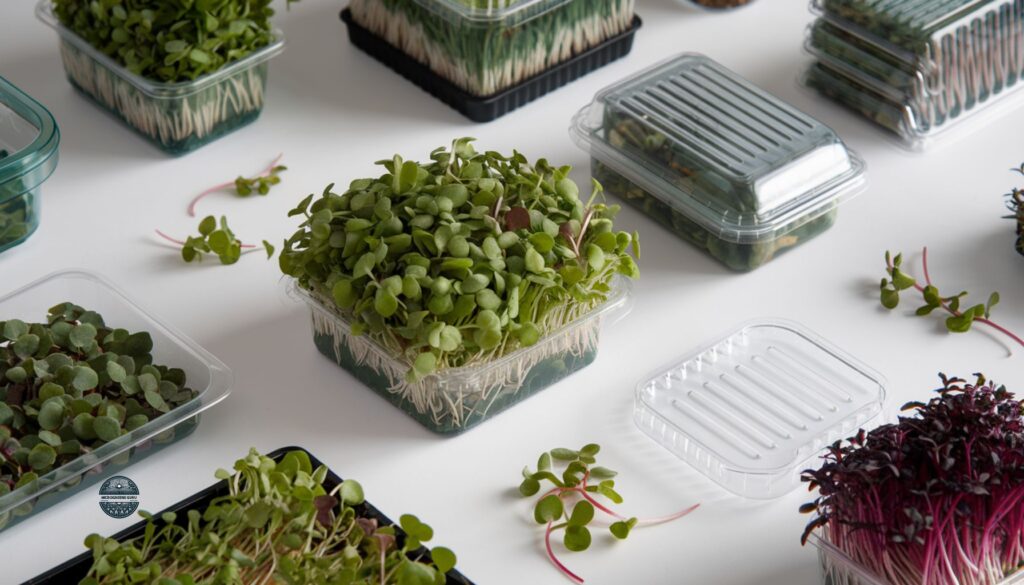 High-quality image of various microgreen packaging types