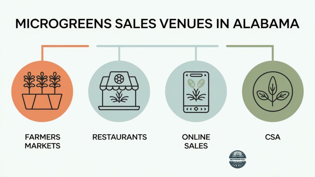 Infographic of microgreens sales venues in Alabama