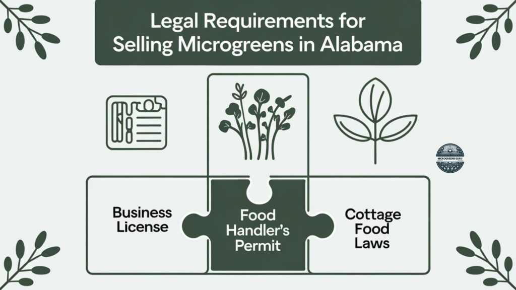 Infographic of legal requirements for selling microgreens in Alabama