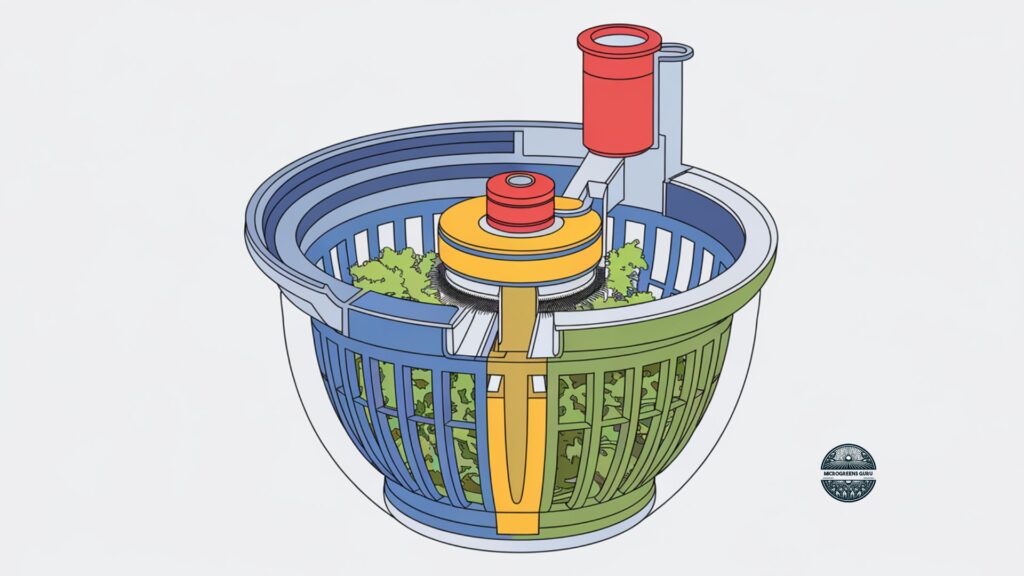 Vector diagram of salad spinner components