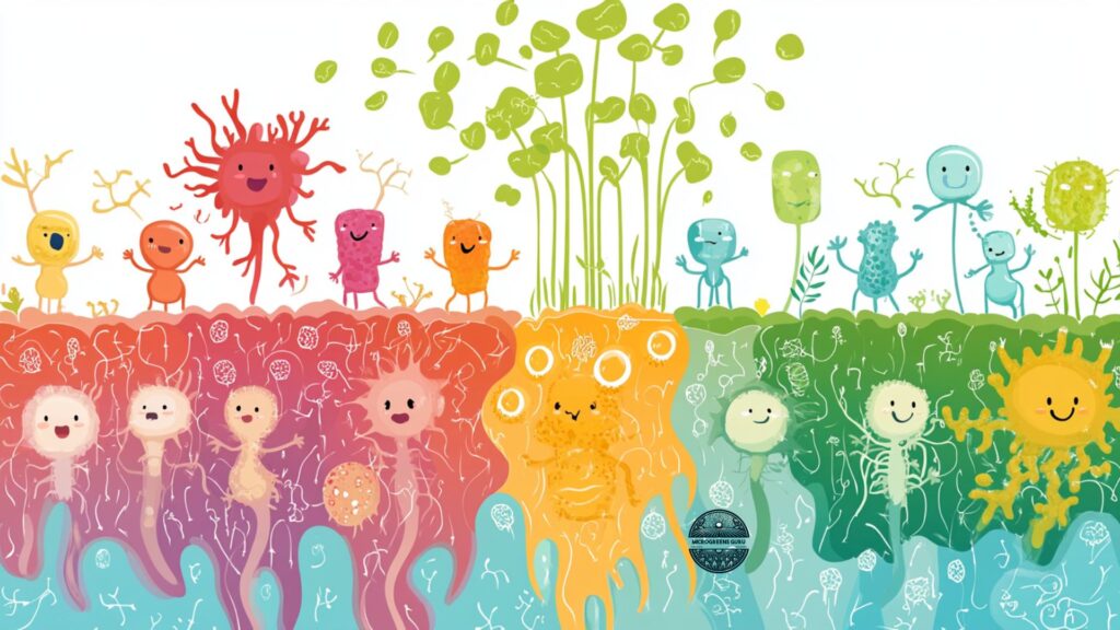 Diverse gut bacteria illustration